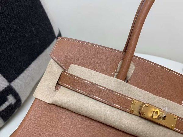 Hermès Soulder Birkin 29 Retourne Gold Evercolor x Gold Hardware