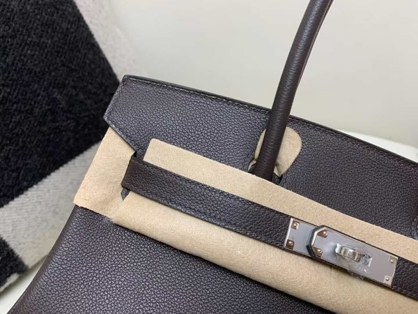 Hermès Shoulder Birkin 29 Evercolor Ebene x Palladium Hardware