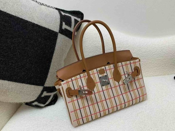 Hermès Birkin Shoulder 29 Embroidered Canvas Gold x Gold Hardware