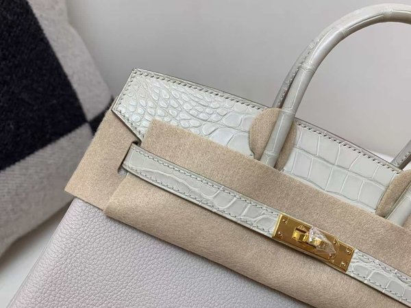 Hermès Birkin 25 Touch Nata & Matte Alligator x Gold Hardware