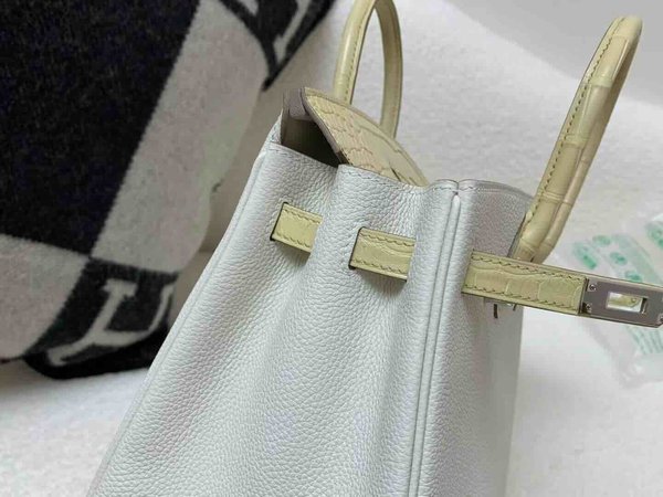 Hermès Birkin 25 Touch Mushroom Togo and Matte Alligator Vanille x Palladium Hardware