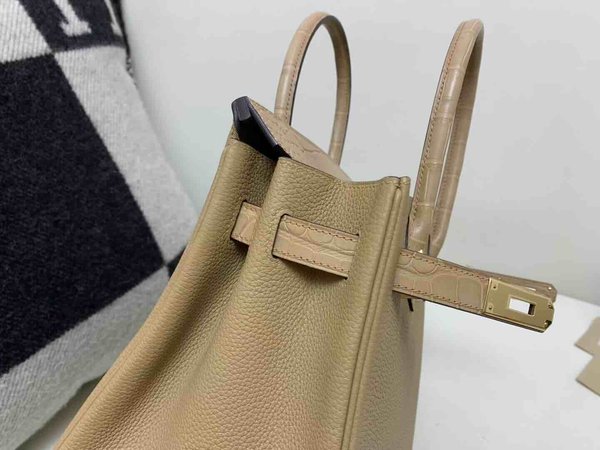 Hermès Birkin 30 Touch Chai Togo & Alligator x Champagne Gold Hardware