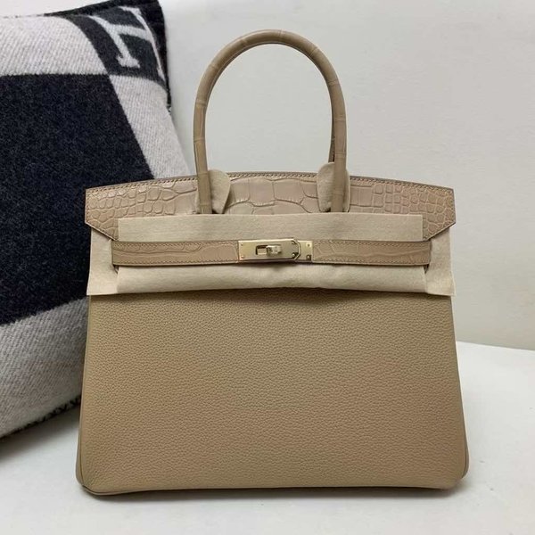 Hermès Birkin 25 Chai Togo with Matte Alligator x Gold Hardware