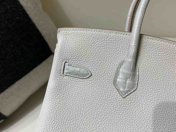 Hermès Birkin 25 Touch Gris Perle Togo & Alligator x Palladium Hardware