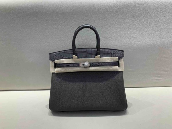 Hermès Birkin 25 Touch Graphite Grey Togo & Alligator x Palladium Hardware