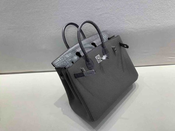 Hermès Birkin 25 Touch Graphite Grey Togo & Alligator x Palladium Hardware