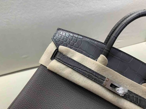 Hermès Birkin 25 Touch Graphite Grey Togo & Alligator x Palladium Hardware