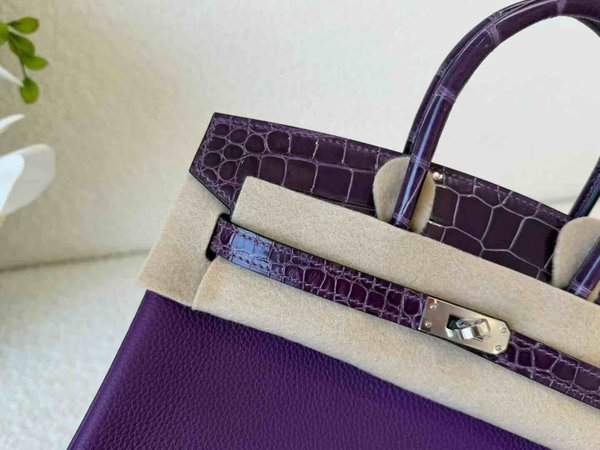 Hermès Birkin 25 Touch Togo Crystal Purple x Alligator x Palladium Hardware