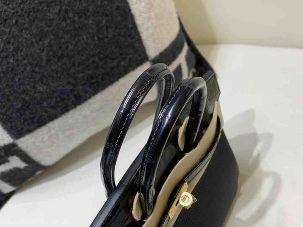 Hermès Birkin 25 Touch Noir Togo & Alligator x Gold Hardware