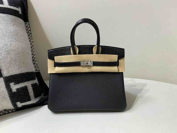Hermès Birkin 25 Touch Noir Togo & Lizard x Palladium Hardware