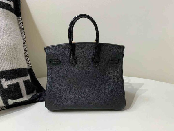 Hermès Birkin 25 Touch Noir Togo & Lizard x Palladium Hardware