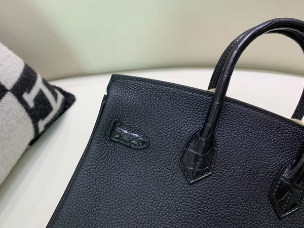 Hermès Birkin 25 Touch Noir Togo and Matte Alligator x  Palladium Hardware