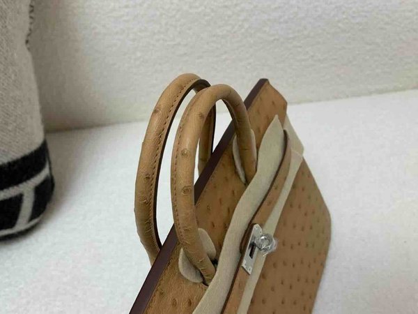 Hermès Birkin 25 Ostrich Gold x Palladium Hardware