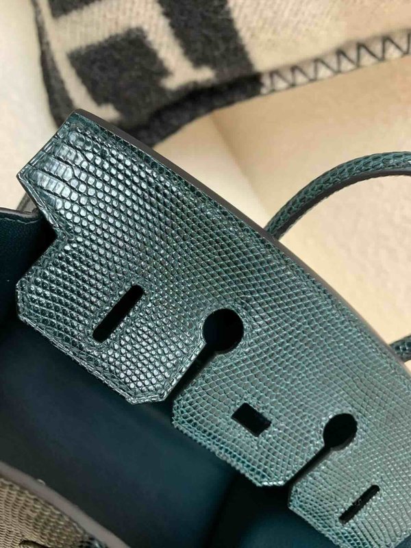 Hermès Birkin20 Lizard Pine Green x Gold Hardware