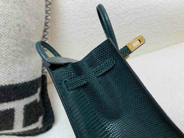Hermès Birkin20 Lizard Pine Green x Gold Hardware