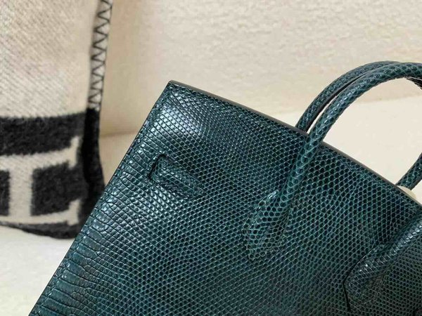 Hermès Birkin20 Lizard Pine Green x Gold Hardware