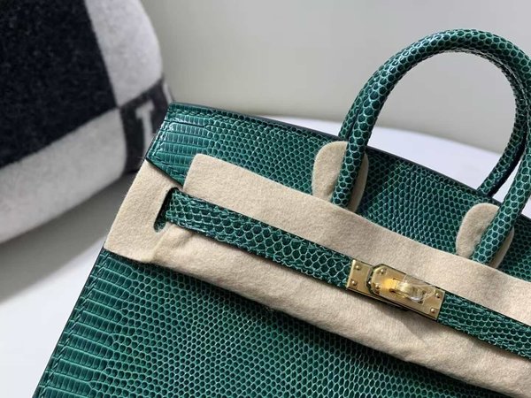 Hermès Birkin 25 Lizard Vert Cyprès x Gold Hardware