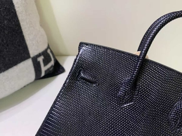 Hermès Birkin 25 Lizard Noir x Palladium Hardware