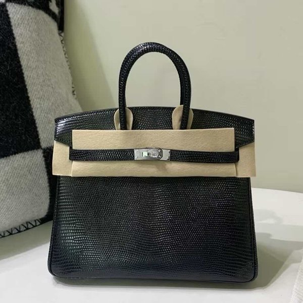 Hermès Birkin 25 Lizard Noir x Palladium Hardware