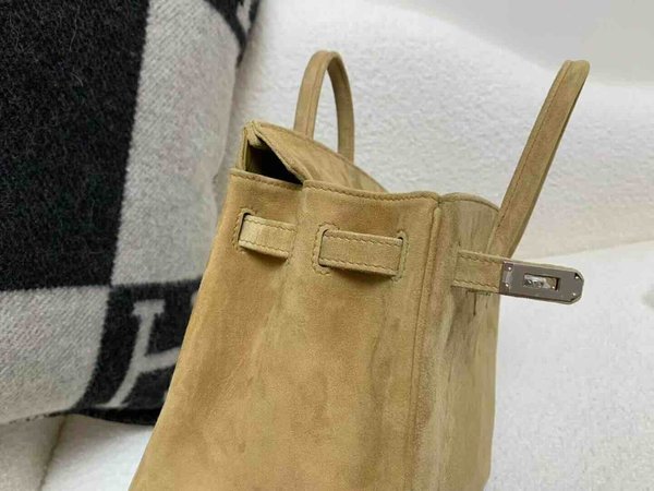 Hermès Birkin 25 Suede Apricot x Palladium Hardware