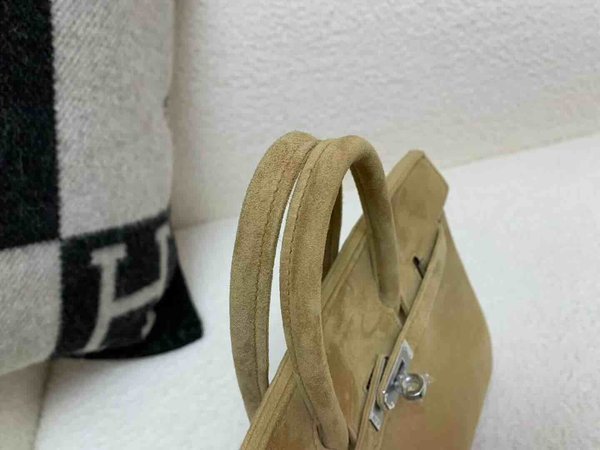 Hermès Birkin 25 Suede Apricot x Palladium Hardware