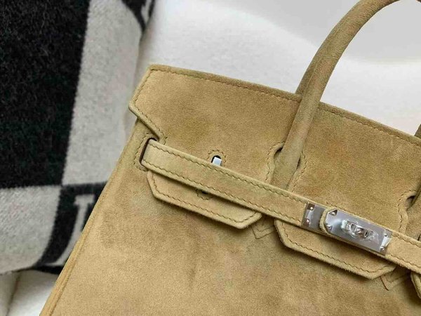 Hermès Birkin 25 Suede Apricot x Palladium Hardware