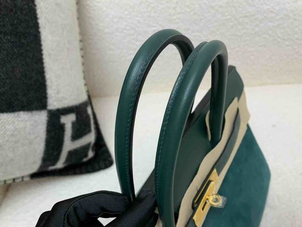 Hermès Birkin 30 Suede & Swift Lake Blue x Gold Hardware