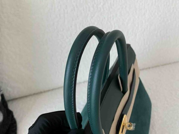 Hermès Birkin 30 Suede & Swift Blue x Gold Hardware