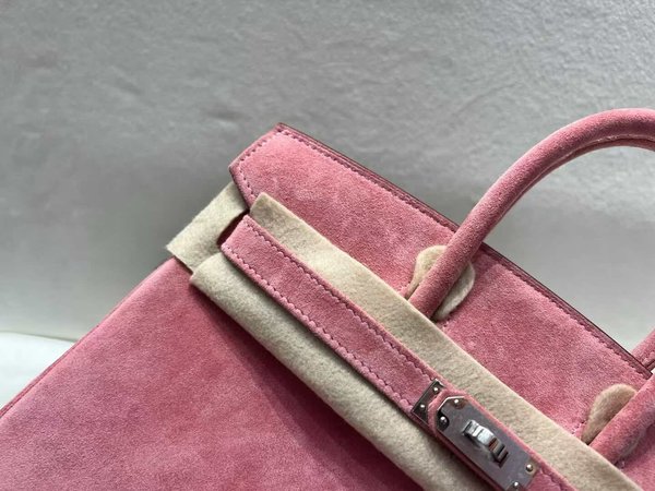 Hermès Birkin 25 Doblis Suede Rose Jaipur x Palladium Hardware