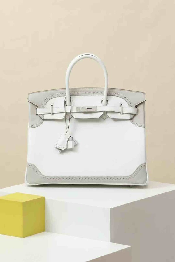 Hermès Birkin 35 GHILLIES WHITE & GRIS PERLE x SWIFT x Palladium Hardware