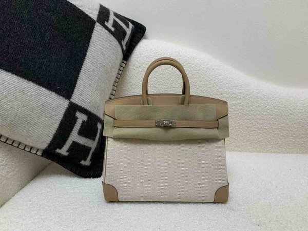 HERMÈS Birkin 25 Toile H canvas Swift Palladium hardware