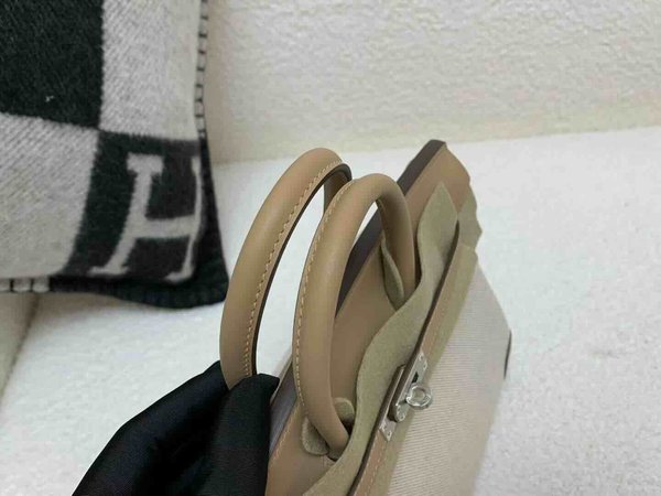 HERMÈS Birkin 25 Toile H canvas Swift Palladium hardware