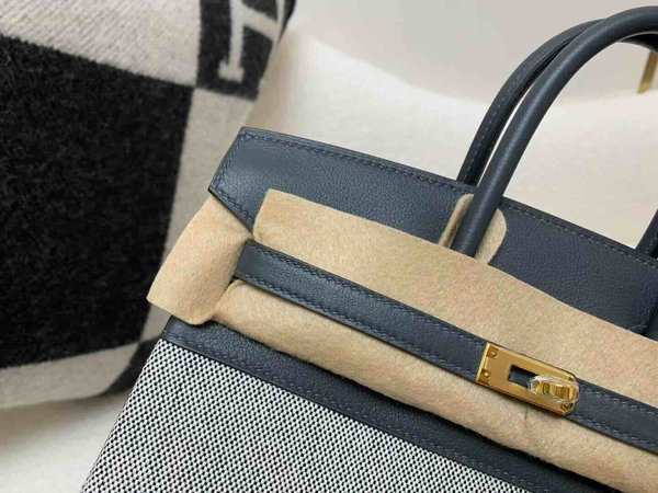 HERMÈS Birkin 25 Toile H canvas Swift Palladium hardware