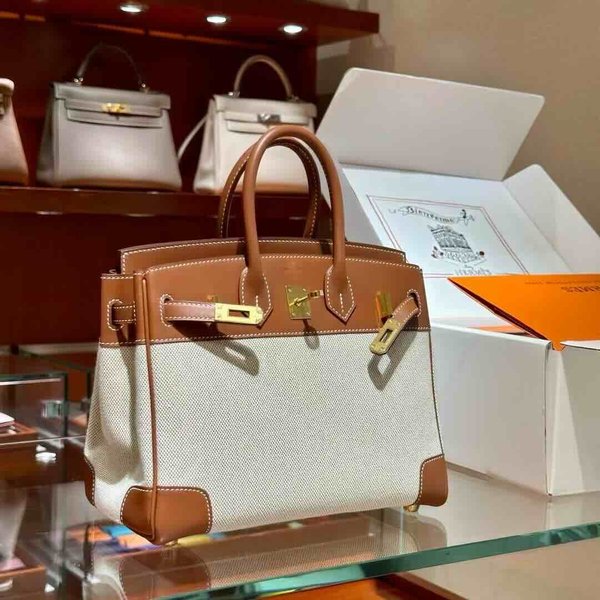 HERMÈS Birkin 30 Toile H canvas Swift Palladium hardware