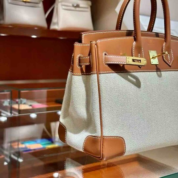 HERMÈS Birkin 30 Toile H canvas Swift Palladium hardware
