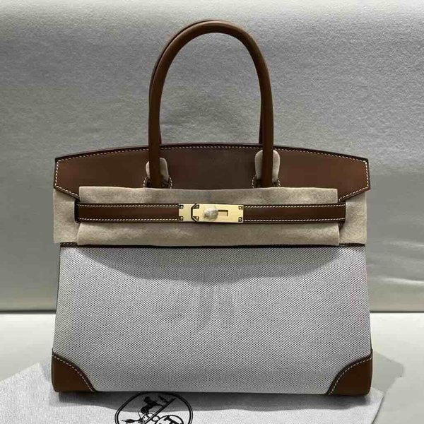 HERMÈS Birkin 30 Toile H canvas Swift Palladium hardware