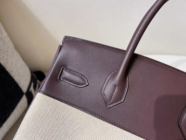 HERMÈS Birkin 30 Toile H canvas Swift Palladium hardware