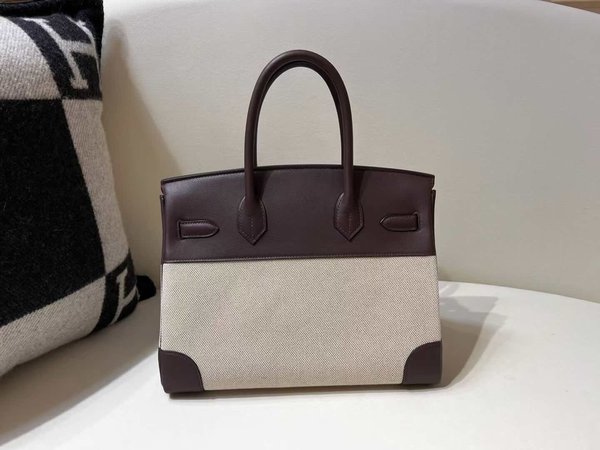 HERMÈS Birkin 30 Toile H canvas Swift Palladium hardware