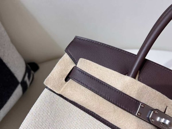 HERMÈS Birkin 30 Toile H canvas Swift Palladium hardware