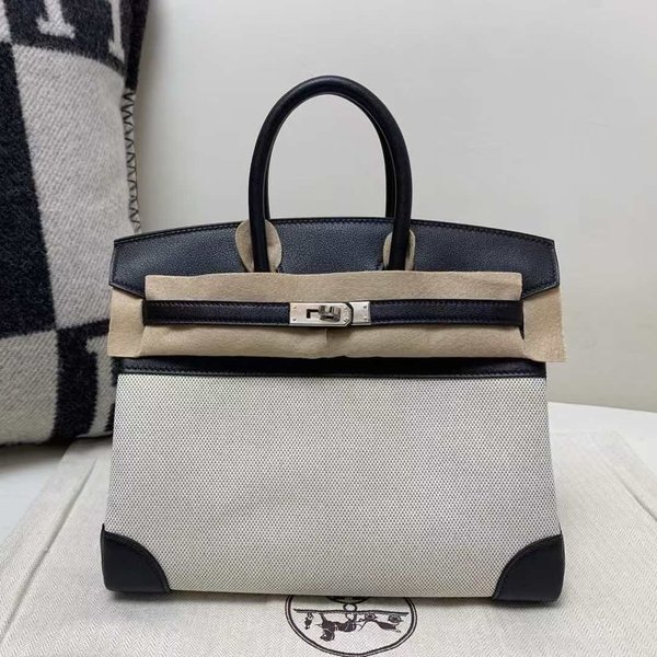 HERMÈS Birkin 30 Toile H canvas Swift Palladium hardware