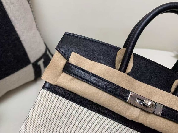 HERMÈS Birkin 30 Toile H canvas Swift Palladium hardware