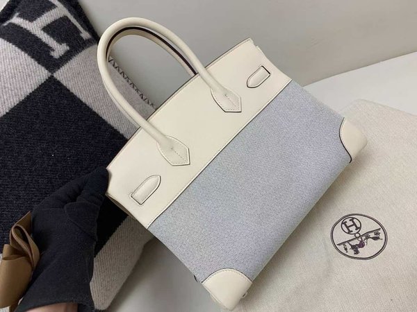 HERMÈS Birkin 30 Toile H canvas Swift Palladium hardware