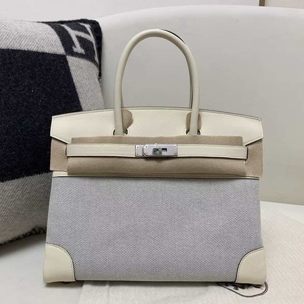 HERMÈS Birkin 30 Toile H canvas Swift Palladium hardware