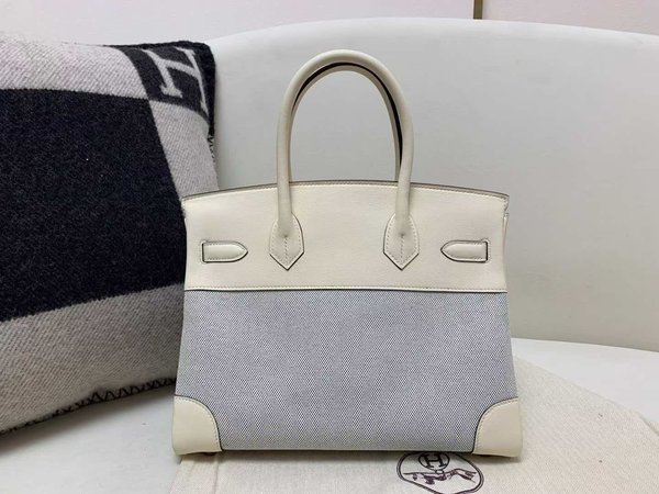 HERMÈS Birkin 30 Toile H canvas Swift Palladium hardware