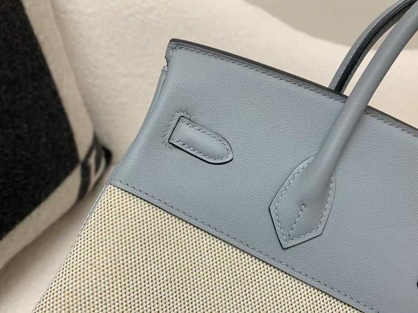 HERMÈS Birkin 25 Toile H canvas Swift Palladium hardware