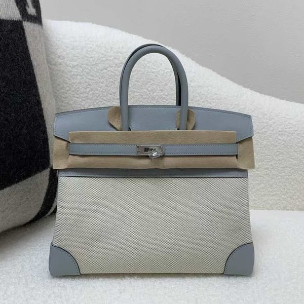 HERMÈS Birkin 25 Toile H canvas Swift Palladium hardware