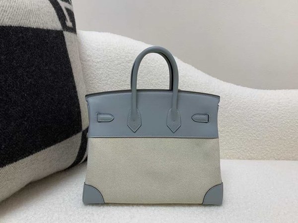 HERMÈS Birkin 25 Toile H canvas Swift Palladium hardware