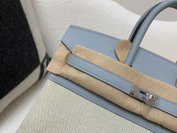 HERMÈS Birkin 25 Toile H canvas Swift Palladium hardware