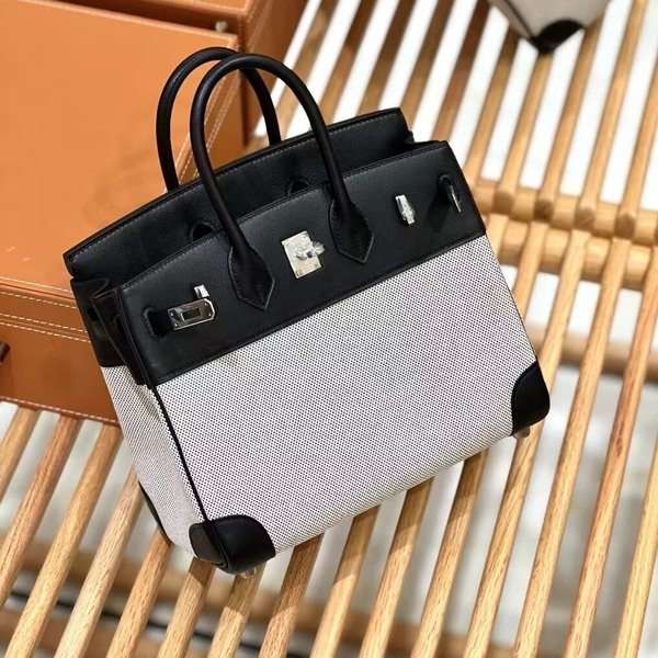 HERMÈS Birkin 25 Toile H canvas Swift Palladium hardware