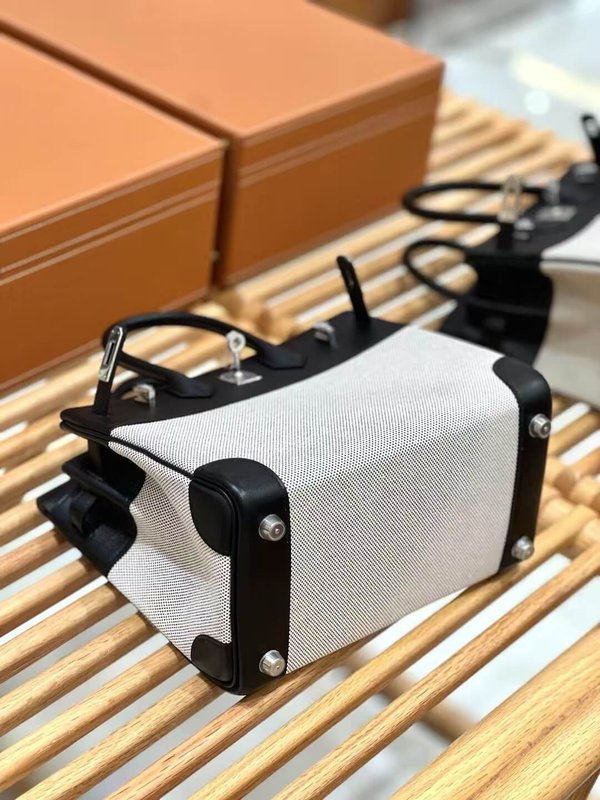 HERMÈS Birkin 25 Toile H canvas Swift Palladium hardware